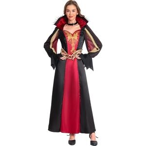 Womens Vampire Costume Outfit Dress, Gothic Vampire Halloween Costume Size  M
